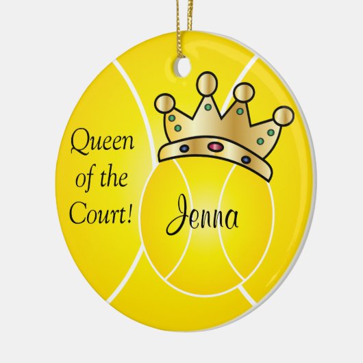 Yellow Tennis Ball| Koningin van de rechtbank pers Keramisch Ornament (Links)