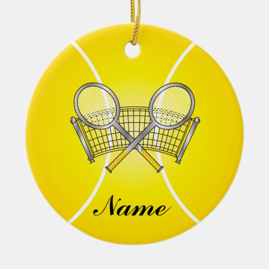 Yellow Tennis Ball personaliseren Keramisch Ornament (Voorkant)