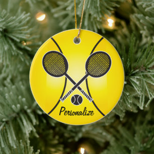 Yellow Tennis Ball   Personaliseren Keramisch Ornament