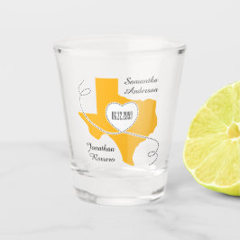 Yellow Texas Curling Ribbon Weduwdatum Shot Glas