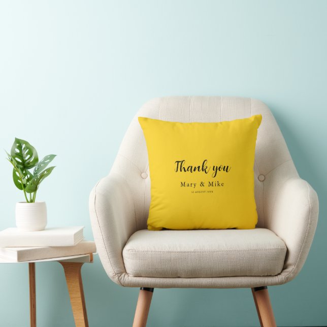 Yellow Throw Pillow with Thank You Text Kussen (Stoel)