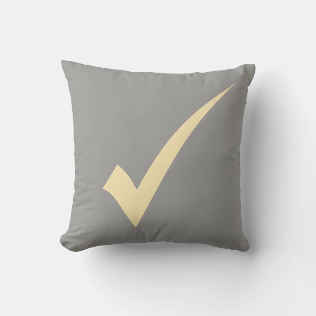 Yellow Tick Check Symbol Mark Cushion Kussen (Voorkant)