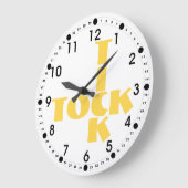 Yellow Tick Tock Typography Crossword Clock Face Grote Klok (Hoek)