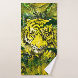 Yellow Tiger Bath Towel Set - Retro Tiger Towells Bad Handdoek