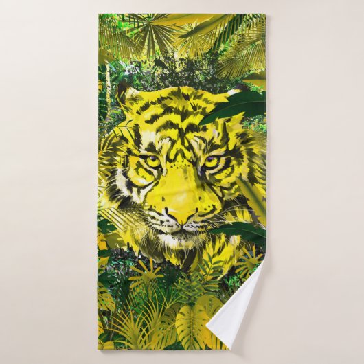 Yellow Tiger Bath Towel Set - Retro Tiger Towells Bad Handdoek (Badhanddoek)