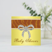Yellow Tiger Diamond Bow Baby shower Kaart (Staand voorkant)