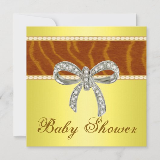 Yellow Tiger Diamond Bow Baby shower Kaart (Voorkant)