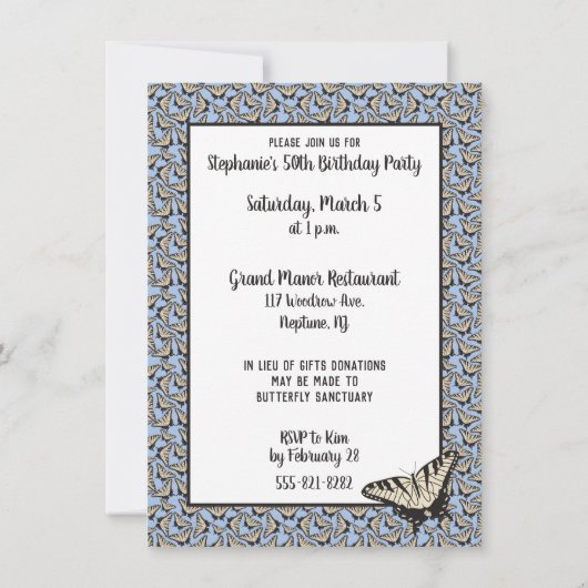 Yellow Tiger Swallowtail Butterfly Illustratie Kaart (Achterkant)