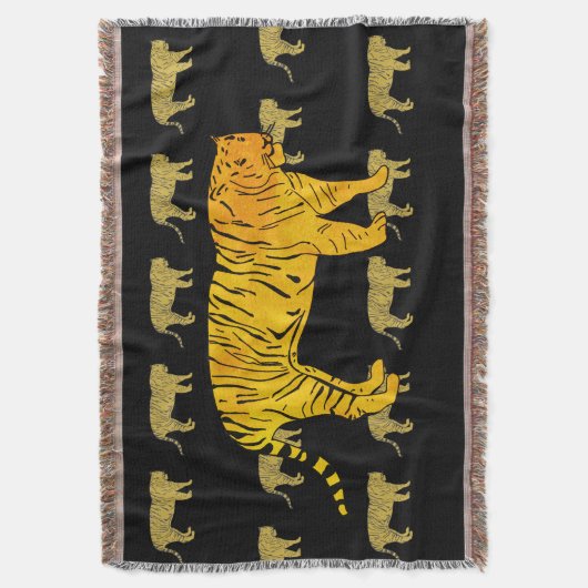 Yellow Tiger Throw Blanket Deken (Voorkant Verticaal)