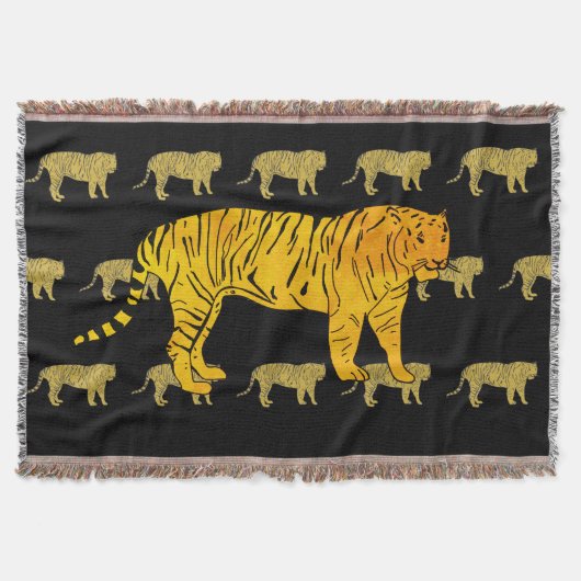 Yellow Tiger Throw Blanket Deken (Voorkant)