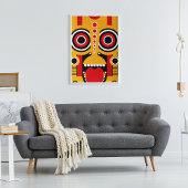 Yellow Tiki Tribal Canvas Afdruk