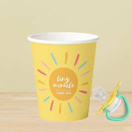 Yellow Tiny miracle komt eraan, Baby shower Papieren Bekers