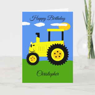 Yellow Tractor Birthday Card Kaart