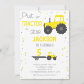 Yellow Tractor Birthday-uitnodigingen Kaart (Voorkant)
