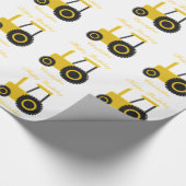Yellow Tractor Verjaardag Cadeau Cadeaupapier (Hoek)