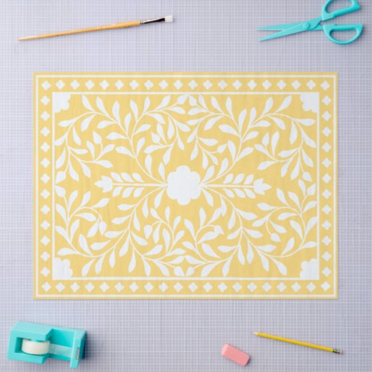 Yellow Traditional Bone Inlay Decoupage Paper Tissuepapier (Craft)