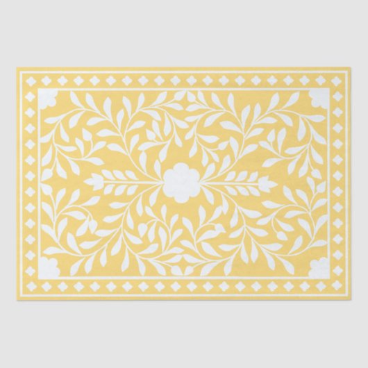 Yellow Traditional Bone Inlay Decoupage Paper Tissuepapier (Voorkant)