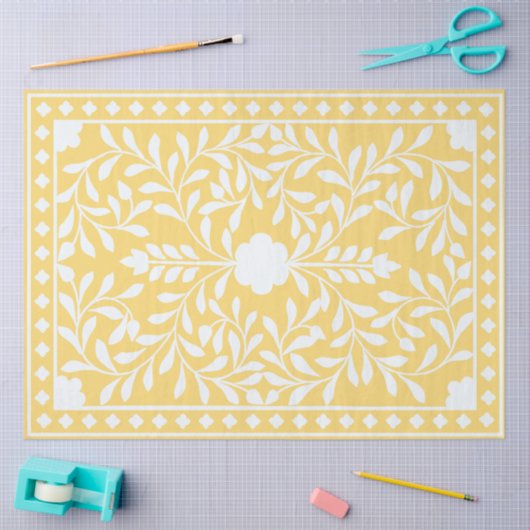 Yellow Traditional Bone Inlay Decoupage Paper Tissuepapier (Craft)