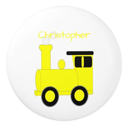 Yellow Train Design Personalised Keramische Knop (Voorkant)