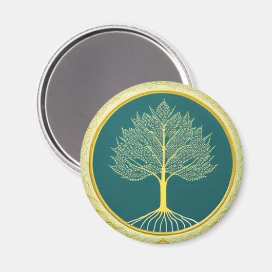 Yellow Tree of Life Circle Magnet (Voorkant / Achterkant)