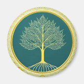 Yellow Tree of Life Circle Magnet (Voorkant)