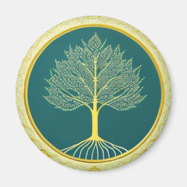 Yellow Tree of Life Circle Magnet
