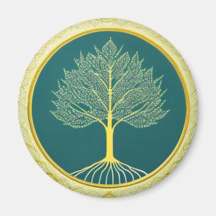 Yellow Tree of Life Circle Magnet