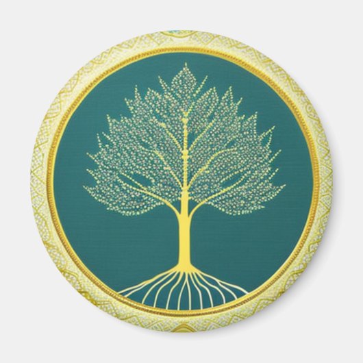 Yellow Tree of Life Circle Magnet (Voorkant)