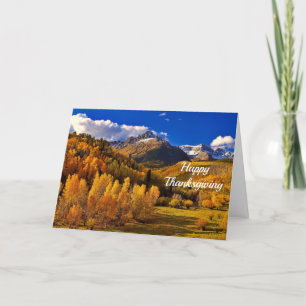  Yellow Trees Mountain Foto Thanksgiving Feestdagen Kaart