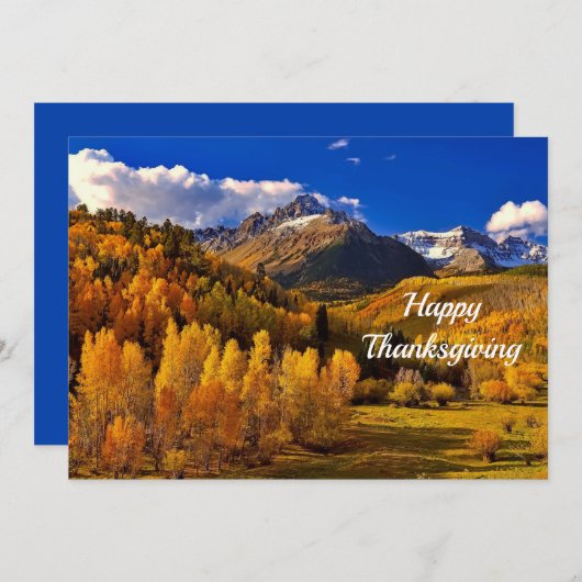  Yellow Trees Mountain Thanksgiving Flat Feestdagenkaart (Voorkant / Achterkant)
