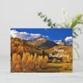  Yellow Trees Mountain Thanksgiving Flat Feestdagenkaart (Staand voorkant)