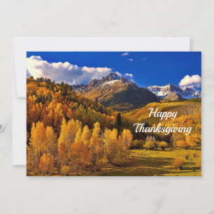 Yellow Trees Mountain Thanksgiving Flat Feestdagenkaart
