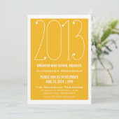 Yellow Trendy 2013 Afstuderen Invitation Kaart (Staand voorkant)
