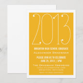 Yellow Trendy 2013 Afstuderen Invitation Kaart (Voorkant / Achterkant)
