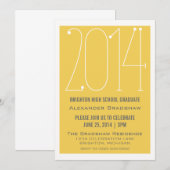 Yellow Trendy 2014 Afstuderen Invitation Kaart (Voorkant / Achterkant)