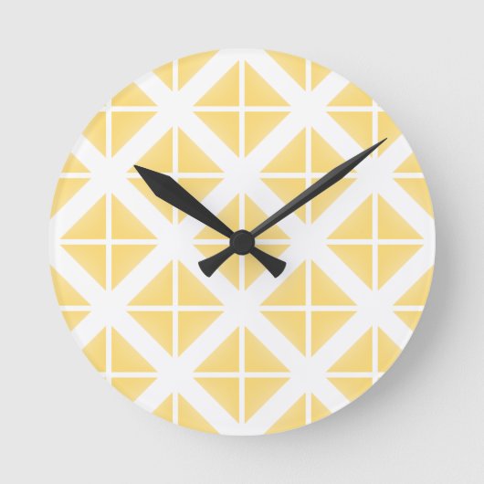 Yellow Trendy driehoekspatroon Ronde Klok (Voorkant)