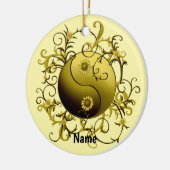 Yellow Tribal Yin Yang Keramisch Ornament (Links)