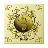 Yellow Tribal Yin Yang Tegeltje (Voorkant)