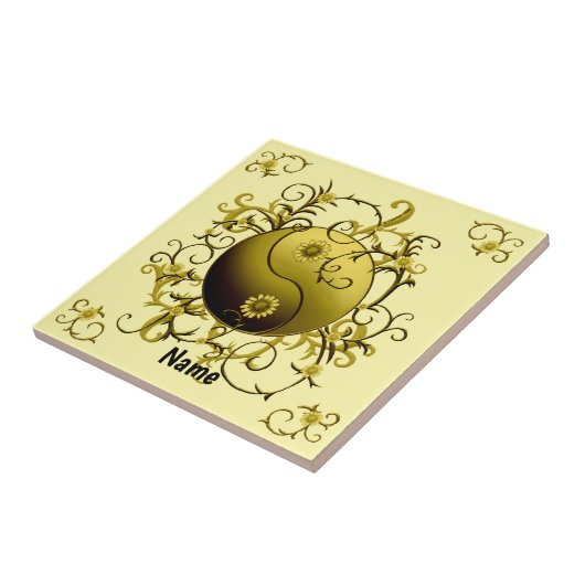 Yellow Tribal Yin Yang Tegeltje (Zijkant)