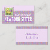 Yellow Trolley Newborn Babysitting Paarse Visitekaartje (Voorkant / Achterkant)