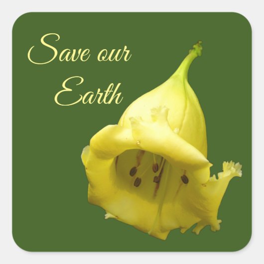 Yellow Tropical Blossom Vierkante Sticker (Voorkant)