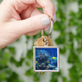 Yellow Tropical Fish Underwater Foto Sleutelhanger (Hand)