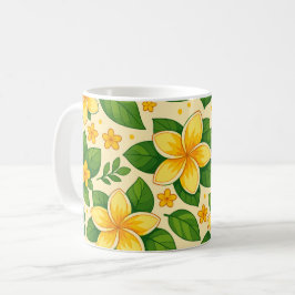 Yellow Tropical Flowers with Lush Green Leaves Koffiemok