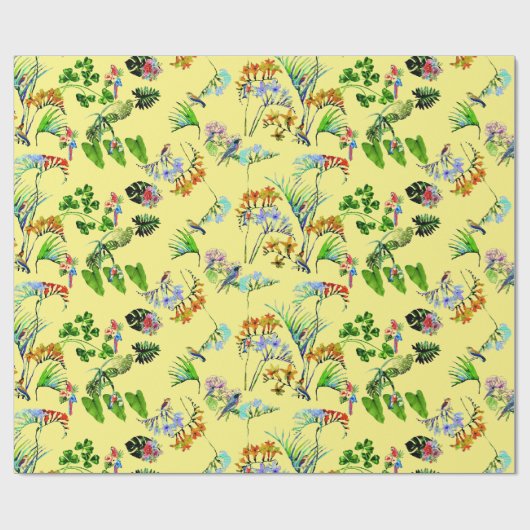 Yellow Tropical Paradise Cadeaupapier (Vlak)