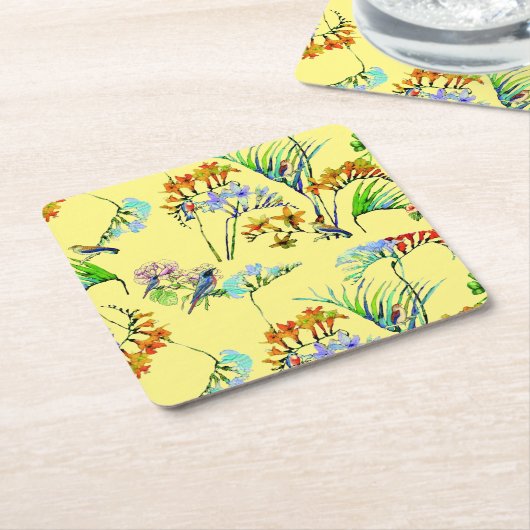 Yellow Tropical Paradise Kartonnen Onderzetters (Schuin)