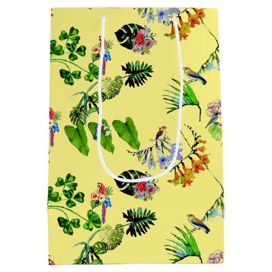 Yellow Tropical Paradise Medium Cadeauzakje (Achterkant)