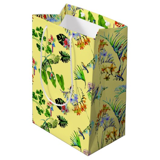 Yellow Tropical Paradise Medium Cadeauzakje (Achterkant Gekanteld)