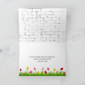 Yellow Tulip Bouquet op Brick Birthday Kaart (Binnen)