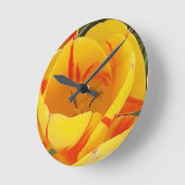 Yellow Tulip Clock Ronde Klok (Hoek)