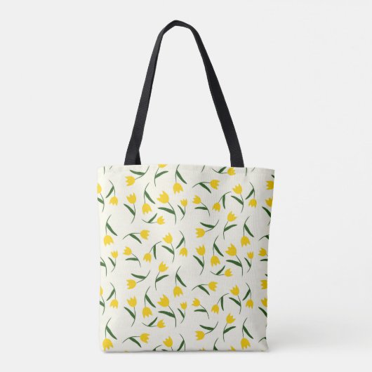 Yellow Tulip Pattern Tote Bag (Achterkant)